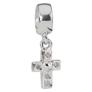 PANDORA Cross Dangle with Clear CZ Charm Authentic Silver Faith Clear Zirconia